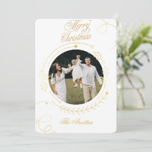 Elegantes Gold-Script Frohe Weihnachts-Foto Feiertagskarte