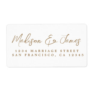 Elegantes Gold Script Große Hochzeit Rücksendeadre