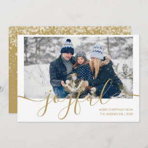 Elegantes Gold Script Joyful Foto Weihnachten