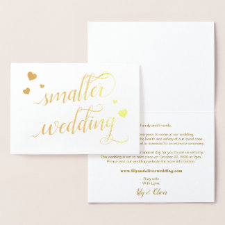 Elegantes Gold Script kleiner Hochzeit Folienkarte