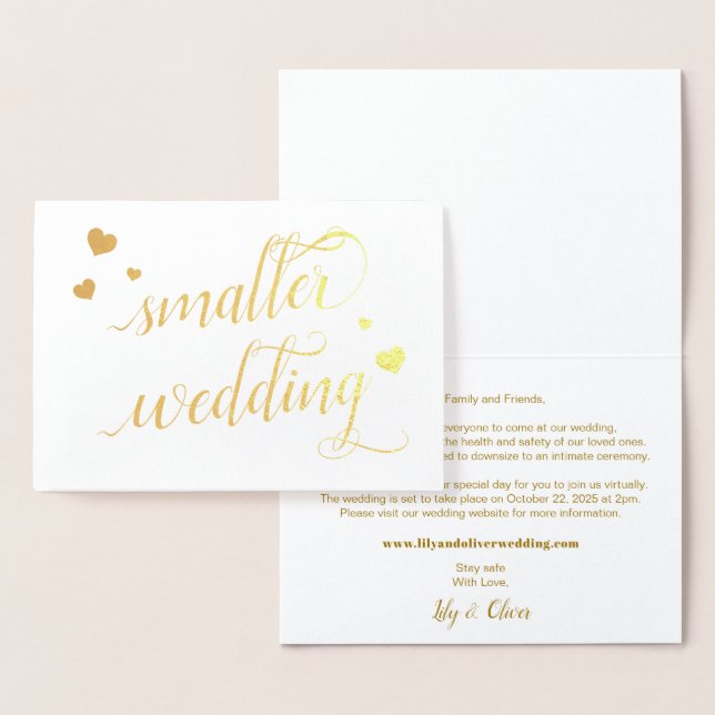 Elegantes Gold Script kleiner Hochzeit Folienkarte (Anzeige)