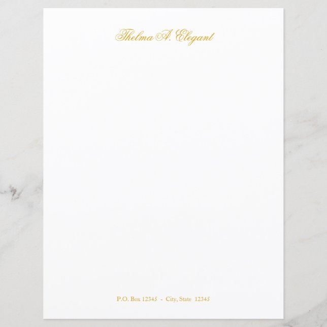 Elegantes Gold Script Letter Stationary Paper (Vorderseite)