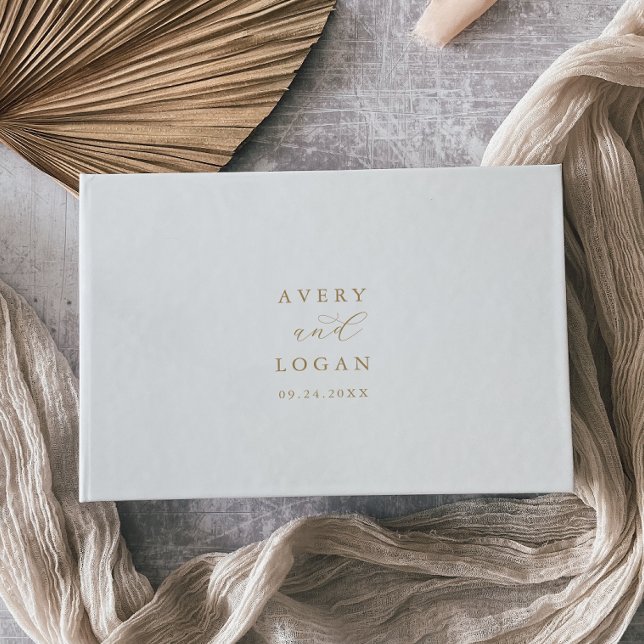 Elegantes Gold Script Monogram Wedding Guest Book Gästebuch (Von Creator hochgeladen)