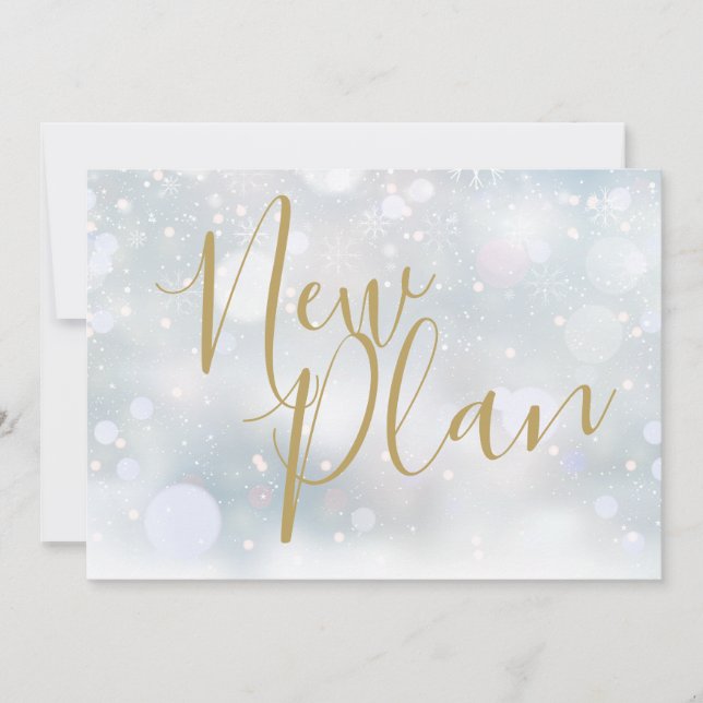 Elegantes Gold Script Neuer Plan Winterevent Save The Date (Vorderseite)