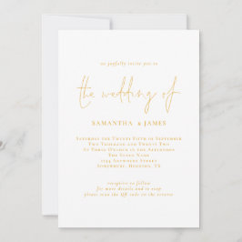 Elegantes Gold Script QR Code Einladung Hochzeitsf