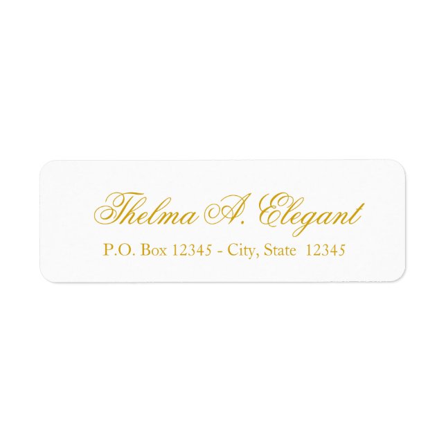 Elegantes Gold-Script-Rücksendeadresse-Label (Vorne)