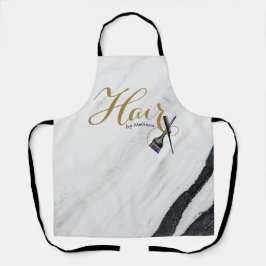 Elegantes Gold Script Schwarz-weiß Marble Hair von Schürze