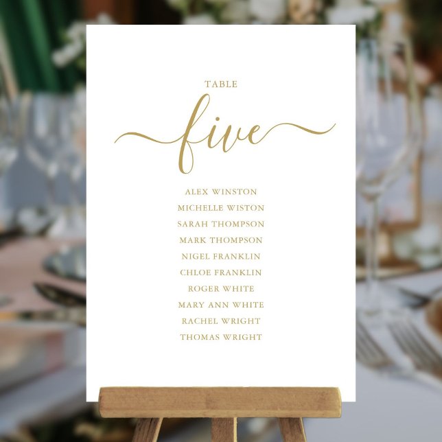 Elegantes Gold Script Tischnummer 5 Sitzplan (
Other styles for this product
22 items
Elegant Gold Script Table Number 3 Seating Chart
Elegant Gol)