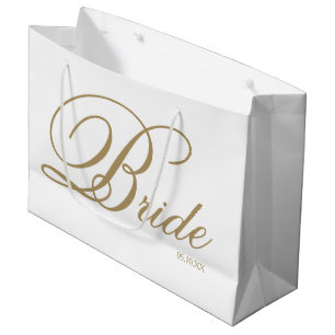 Elegantes Gold Script und White Bride Große Gesch Geschenktüte