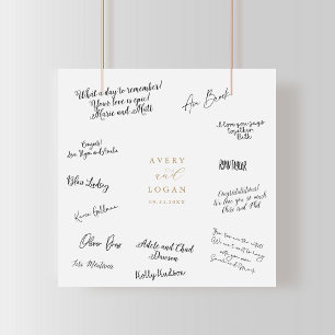 Elegantes Gold Script Wedding Guest Signing Poster