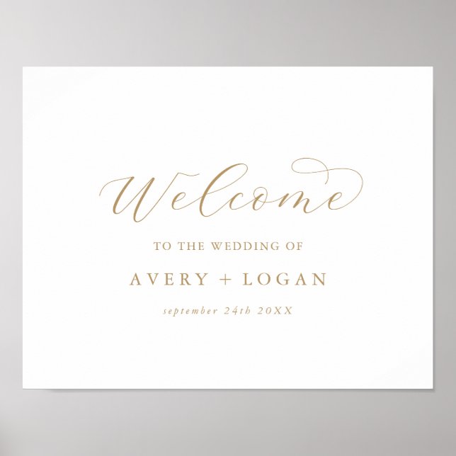 Elegantes Gold Script Wedding Welcome Poster (Vorne)