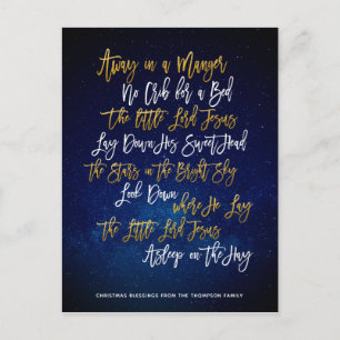 Elegantes Gold-Script weg in einem mageren festlic Feiertagspostkarte