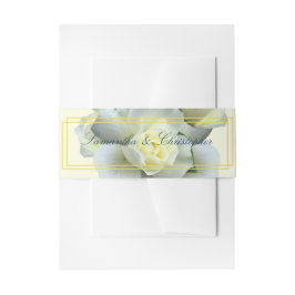Elegantes Gold Script, White Rose Doppelrahmen Einladungsbanderole