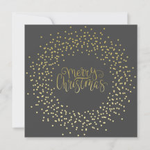 Elegantes Gold Script & Wreath Black Christmas