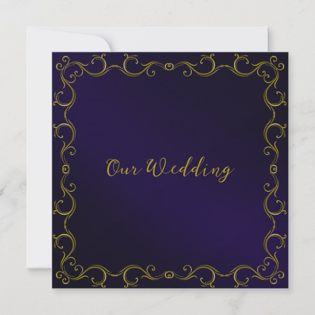 Elegantes Gold Scroll Border Wedding Einladung (Vorderseite)