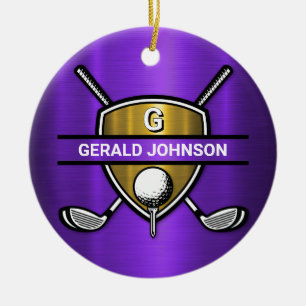 Elegantes Gold Shield-Monogramm-Design Keramik Ornament