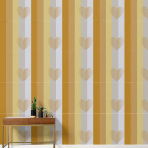 Elegantes Gold Silver Gray Striped Hearts Muster Tapete