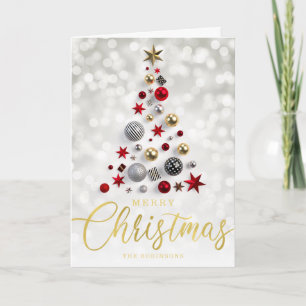 Elegantes Gold Silver Script Weihnachtslicht Feiertagskarte