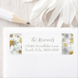 Elegantes Gold & Silver Snowflake-Adressetikett