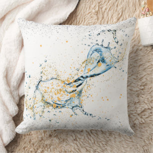 Elegantes Gold & Silver Water Splash Kissen