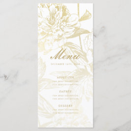 Elegantes Gold Simple Floral Wedding Menü Menükarte