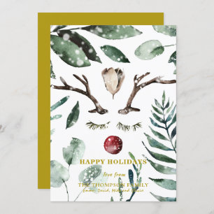 Elegantes Gold Snow Overlay Aquädukte Feiertagskarte