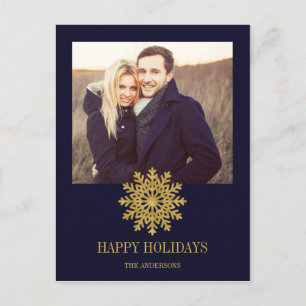 Elegantes Gold Snowflake Foto Feiertagspostkarte