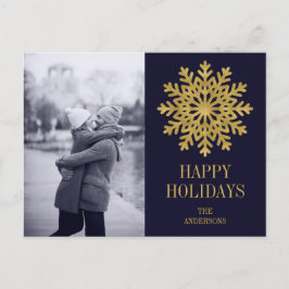 Elegantes Gold Snowflake Foto Feiertagspostkarte