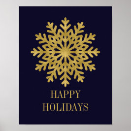 Elegantes Gold Snowflake Holiday Poster