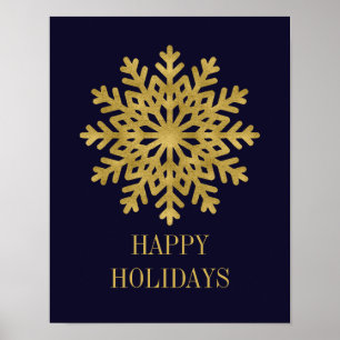 Elegantes Gold Snowflake Holiday Poster