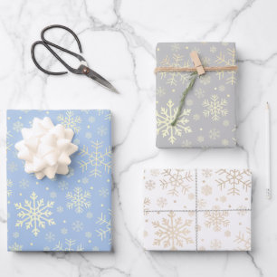 Elegantes Gold Snowflake Muster  Geschenkpapier Set