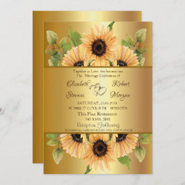 Elegantes Gold Sonnenblumen Einladung Hochzeit