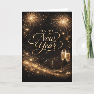Elegantes Gold-Sparkle-Frohes-Neujahrs-Design Feiertagskarte