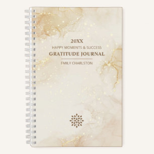 Elegantes Gold Sparkling Beige Wasserfarben Dankba Notizbuch
