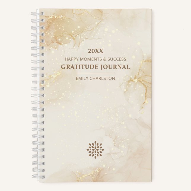 Elegantes Gold Sparkling Beige Wasserfarben Dankba Notizbuch (Vorderseite)