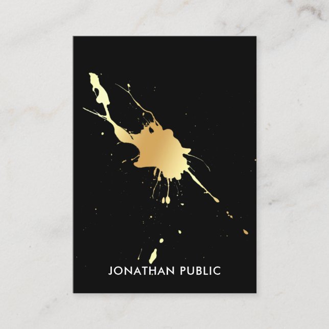 Elegantes Gold Splash Berufliches Template Moderne Visitenkarte (Vorderseite)