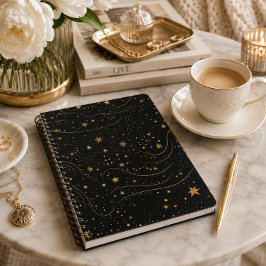 Elegantes Gold Starry Night Notebook Notizblock
