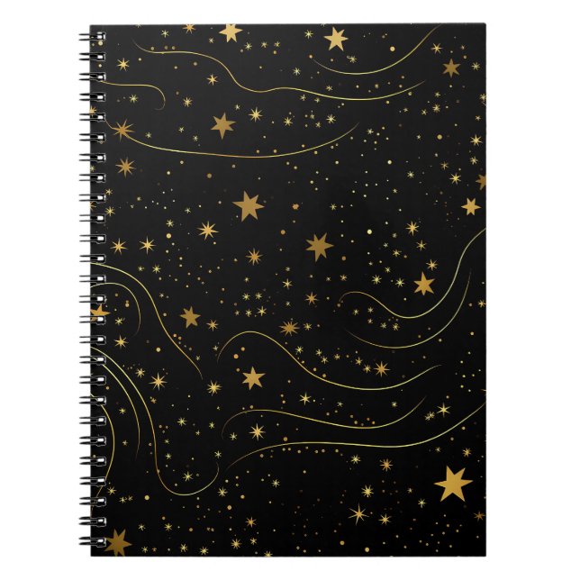 Elegantes Gold Starry Night Notebook Notizblock (Vorderseite)