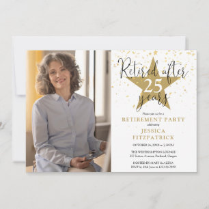 Elegantes Gold Stars Foto Retirement Party Einladung