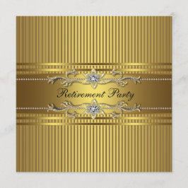 Elegantes Gold Stripe Retirement Party Einladung