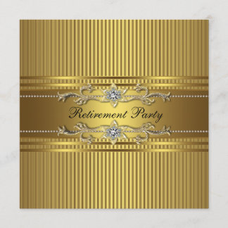 Elegantes Gold Stripe Retirement Party Einladung