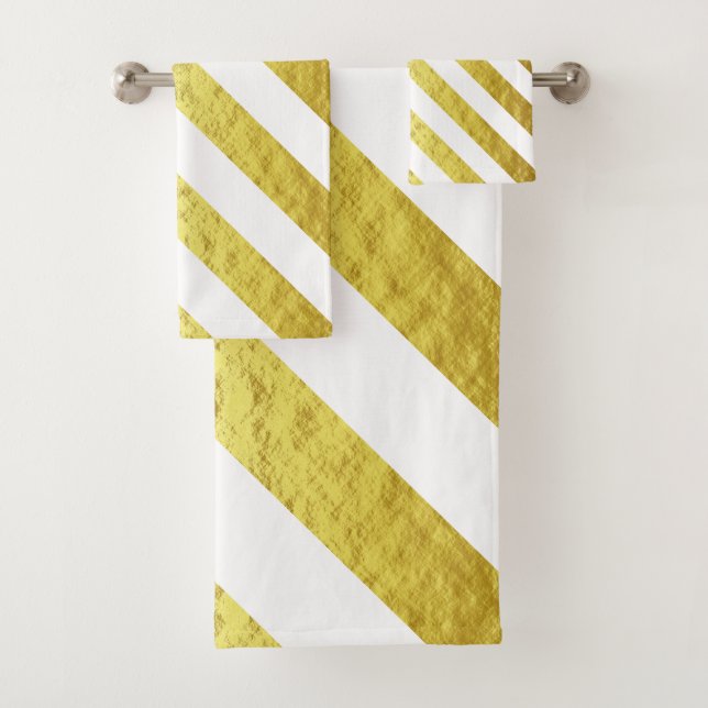 Elegantes Gold Stripes Muster Badhandtuch Set (Insitu)
