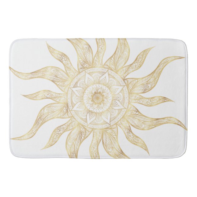 Elegantes Gold Sun Mandala Design Badematte (Vorderseite)