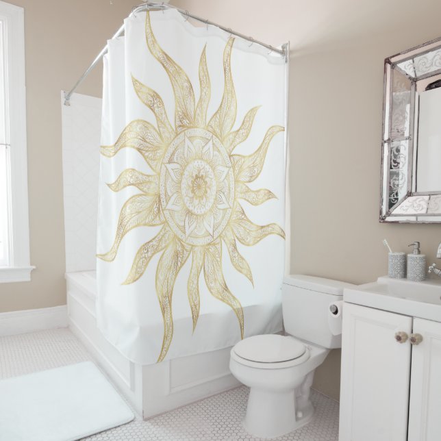 Elegantes Gold Sun Mandala Design Duschvorhang (Beispiel)