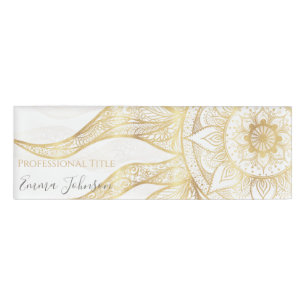 Elegantes Gold Sun Mandala Design Namenschild