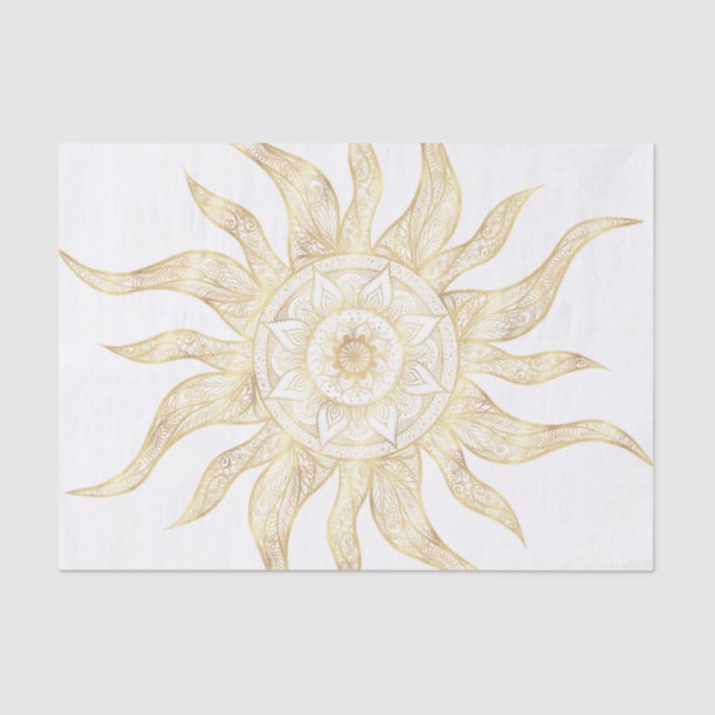 Elegantes Gold Sun Mandala Design Seidenpapier (Vorderseite)