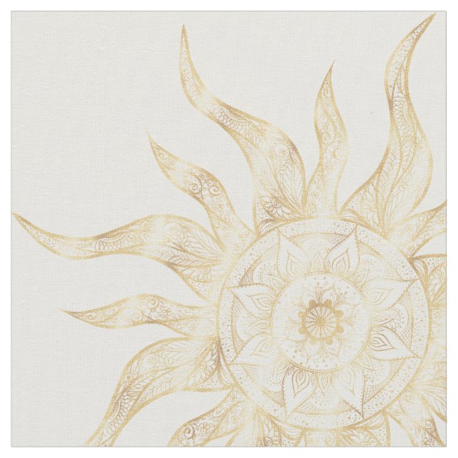 Elegantes Gold Sun Mandala Design Stoff (Nahaufnahme)