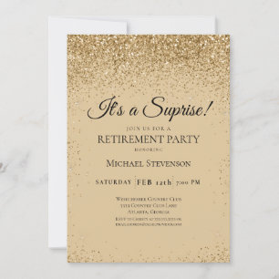 Elegantes Gold Surprise Retirement Party Einladung