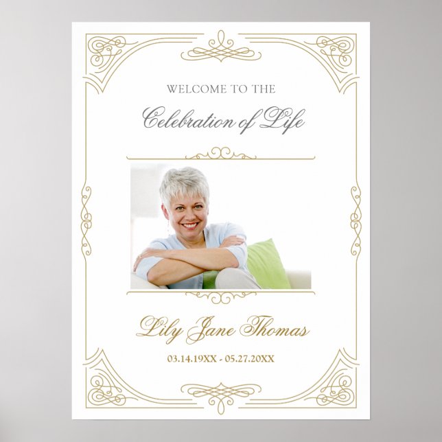 Elegantes Gold Swirl Begrüßungszeichen - 18 x 24 Poster (Vorne)