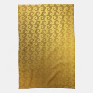 Elegantes Gold Swirl Design formales Essen Geschirrtuch
